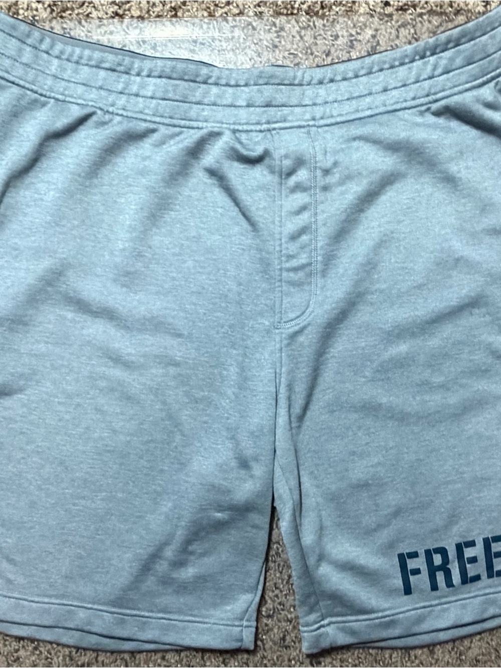 3x Loose Under Armour Grey Athletic Shorts with Navy Print